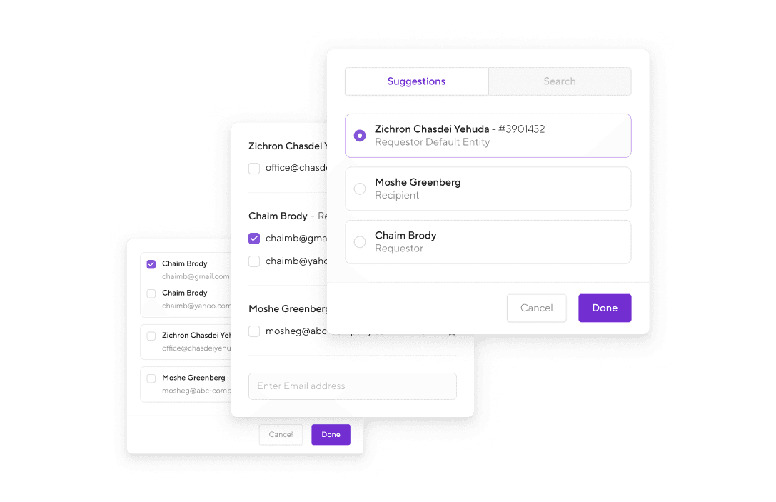 Smart recipient suggestions UI